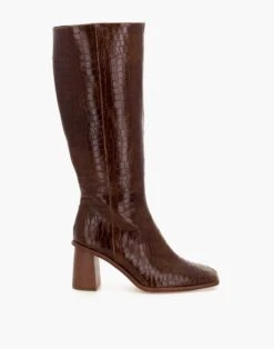 Madewell ALOHAS Leather East Knee-High Boots In Crocodile Embossed