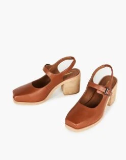 Madewell Sales 18 Madewell Intentionally Blank Leather Office Mary Jane Slingbacks In Cognac