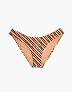Madewell Second Wave Ribbed Curved-Waist Bikini Bottom In Diagonal Stripe -Madewell Sales MC112 KF1227 ld