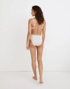 Madewell Second Wave Stripe-Trim Ribbed High-Cut Bikini Bottom -Madewell Sales MC318 NA7140 d2