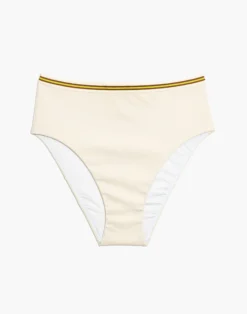 Madewell Second Wave Stripe-Trim Ribbed High-Cut Bikini Bottom -Madewell Sales MC318 NA7140 ld
