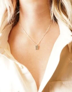 Madewell CHARLOTTE CAUWE STUDIO Letter Stamp Tag Necklace In Sterling Silver -Madewell Sales N0972 EG4657 d3