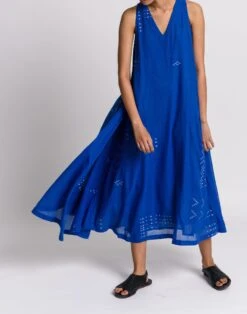 Madewell World Of Crow Holiday Dress In Cobalt