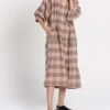 Madewell World Of Crow Plaid Organic Cotton Gathered Midi Dress