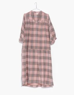 Madewell World Of Crow Plaid Organic Cotton Gathered Midi Dress -Madewell Sales N2405 EC5461 ld