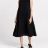 Madewell World Of Crow Organic Cotton Pleated Dress In Ink Black