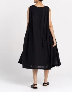 Madewell World Of Crow Organic Cotton Pleated Dress In Ink Black -Madewell Sales N2406 BK0001 d3