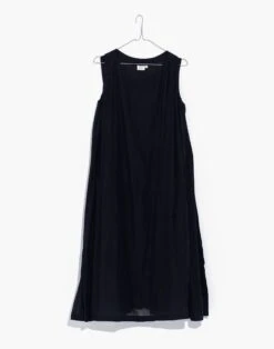 Madewell World Of Crow Organic Cotton Pleated Dress In Ink Black -Madewell Sales N2406 BK0001 ld