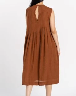 Madewell World Of Crow Organic Cotton Pleated Midi Dress In Bombay Brown -Madewell Sales N2415 BR0984 d3