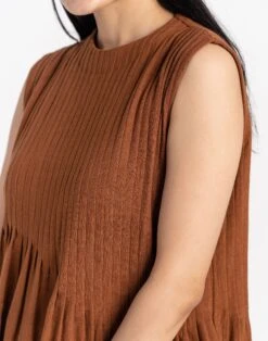 Madewell World Of Crow Organic Cotton Pleated Midi Dress In Bombay Brown -Madewell Sales N2415 BR0984 d4