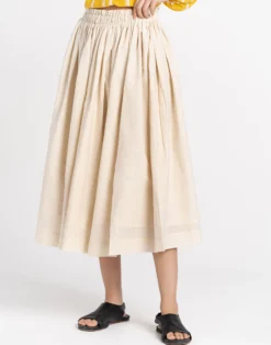 Madewell World Of Crow Pleated Midi Skirt In Off White