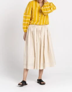 Madewell World Of Crow Pleated Midi Skirt In Off White -Madewell Sales N2421 DM1528 d3