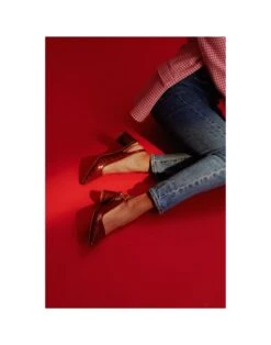 Madewell Ma'am Shoes Croc Embossed Leather Stacey Slingback Heels -Madewell Sales N3178 BR0005 d6