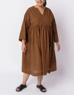 Madewell World Of Crow Cocoa Brown Gathered Dress