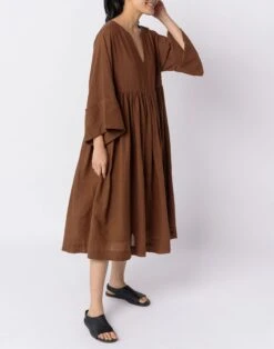 Madewell World Of Crow Cocoa Brown Gathered Dress -Madewell Sales N3877 BR0984 d3