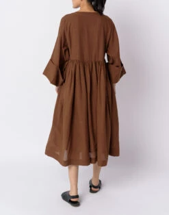 Madewell World Of Crow Cocoa Brown Gathered Dress -Madewell Sales N3877 BR0984 d4