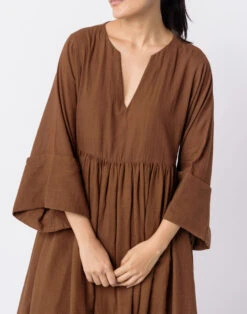 Madewell World Of Crow Cocoa Brown Gathered Dress -Madewell Sales N3877 BR0984 d5
