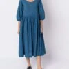 Madewell World Of Crow Indigo Gathered Midi Dress