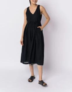Madewell World Of Crow Black Front Tie-Up Dress