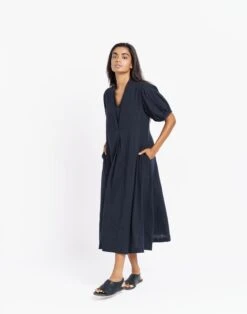 Madewell World Of Crow Classic Ink Black Midi Dress