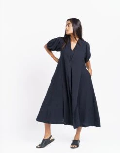 Madewell World Of Crow Classic Ink Black Midi Dress -Madewell Sales N5589 BK0001 d4