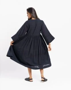 Madewell World Of Crow Gathered Midi Dress -Madewell Sales N5591 BK0001 d3