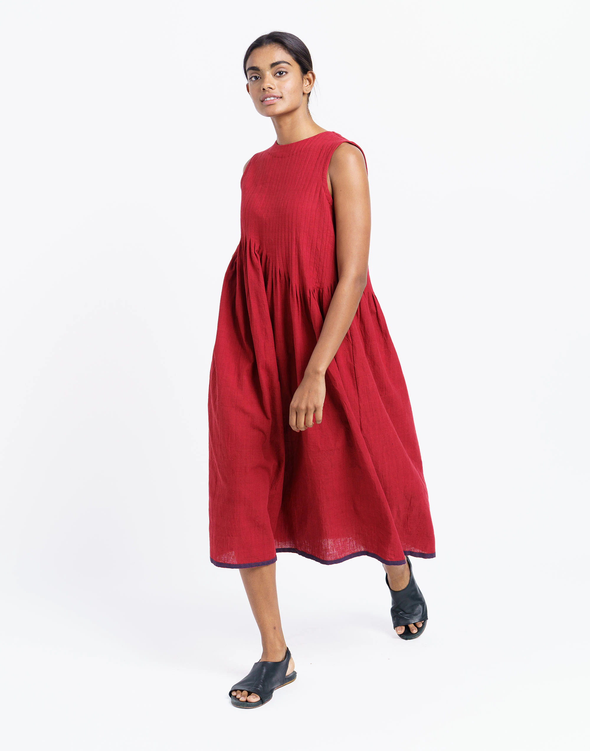 Madewell World Of Crow Red Pleated Midi Dress 1 Madewell World Of Crow Red Pleated Midi Dress