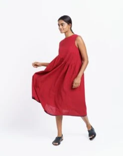 Madewell World Of Crow Red Pleated Midi Dress 7 Madewell World Of Crow Red Pleated Midi Dress -Madewell Sales N5594 RD0021 d3