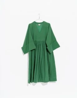 Madewell World Of Crow Basil Green Gathered Midi Dress -Madewell Sales N5595 GR0005 ld