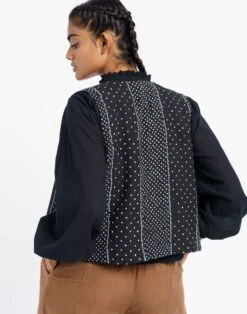 Madewell World Of Crow Tie-Dye Black Waist Cotton Coat -Madewell Sales N5599 BK0001 d3