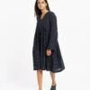 Madewell World Of Crow Striped Relaxed Fit Midi Dress