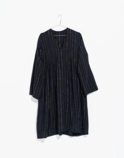 Madewell World Of Crow Striped Relaxed Fit Midi Dress -Madewell Sales N5614 BK0001 ld