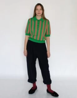 Madewell WARM HUGS ONLY Cotton Striped Polo In Green And Brown