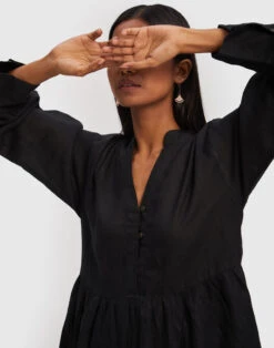 Madewell Reistor V-neck Tiered Dress -Madewell Sales N6882 BK0001 d2