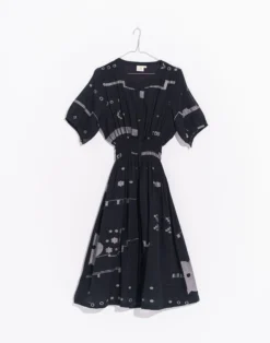 Madewell World Of Crow Elasticated Waist Midi Dress -Madewell Sales N7011 BK0001 ld