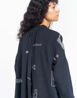 Madewell World Of Crow Oversized Gathered Slate Dress -Madewell Sales N7013 BK0001 d2