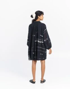 Madewell World Of Crow Abstract Patterned Oversized Shirt Dress -Madewell Sales N7014 BK0001 d3