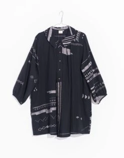 Madewell World Of Crow Abstract Patterned Oversized Shirt Dress -Madewell Sales N7014 BK0001 ld
