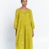 Madewell World Of Crow Ochre Scoop-Neck Gathered Dress