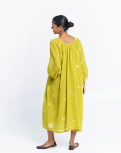 Madewell World Of Crow Ochre Scoop-Neck Gathered Dress -Madewell Sales N7018 GR1132 d4