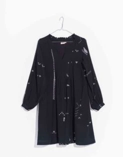 Madewell World Of Crow Hand-Detailed Relaxed Short Dress -Madewell Sales N7023 BK0001 ld