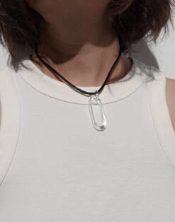 Madewell Jane D'Arensbourg Clear Oval Pendant Cord Necklace -Madewell Sales N7036 EG7294 d6