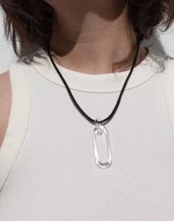 Madewell Jane D'Arensbourg Clear Oval Pendant Cord Necklace -Madewell Sales N7036 EG7294 d7