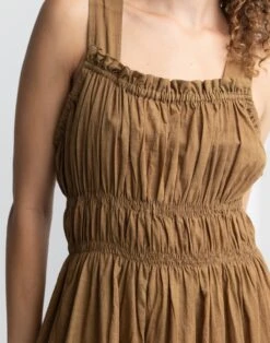 Madewell World Of Crow Caramel Brown Midi Dress -Madewell Sales N7989 BR0948 d3