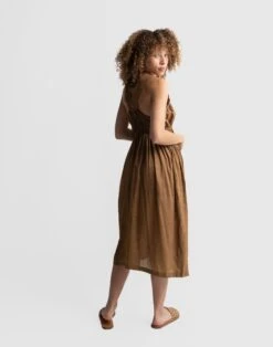 Madewell World Of Crow Caramel Brown Midi Dress -Madewell Sales N7989 BR0948 d4