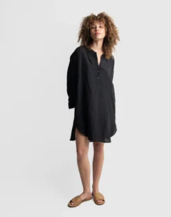 Madewell World Of Crow Easy Fit Black Linen Tunic