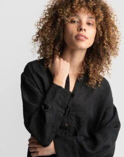Madewell World Of Crow Easy Fit Black Linen Tunic -Madewell Sales N7990 BK0001 d3