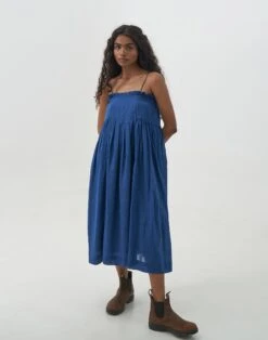 Madewell World Of Crow Midnight Blue Spaghetti Midi Dress
