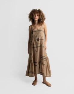 Madewell World Of Crow Nutmeg Tiered Handwoven Slip Dress