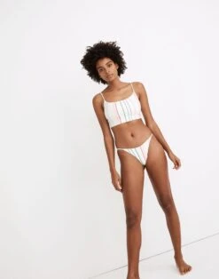 Madewell Second Wave String Bikini Bottom In Rainbow Stripe